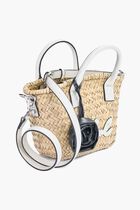 K/Signature Raffia Small Basket Bag