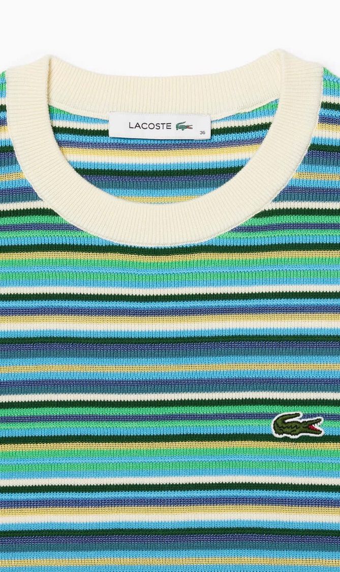 Short Sleeved Striped Cotton Sweater