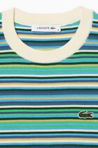 Short Sleeved Striped Cotton Sweater