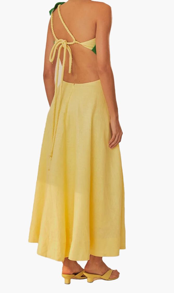 Palm Tree Cutwork Midi Dress