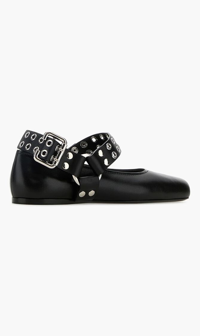 Leather Flat Biker Ballerinas
