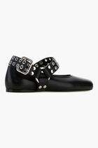 Leather Flat Biker Ballerinas
