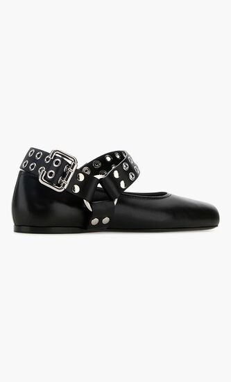 Leather Flat Biker Ballerinas