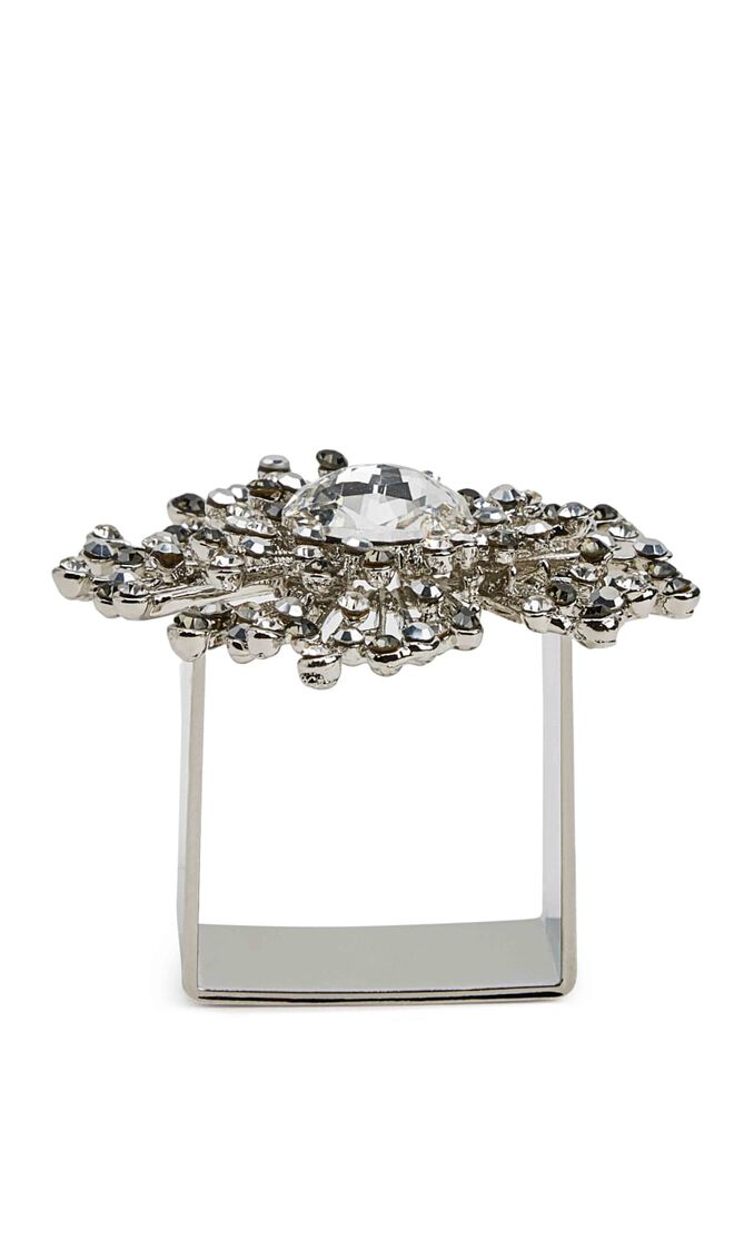 طقم حلقات المائدة جيم بيرست باللونين الكريستالي والفضي - 4 قطع