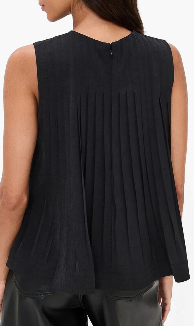 Pleated A Line Crew Neck Top