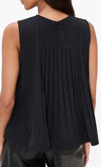 Pleated A Line Crew Neck Top