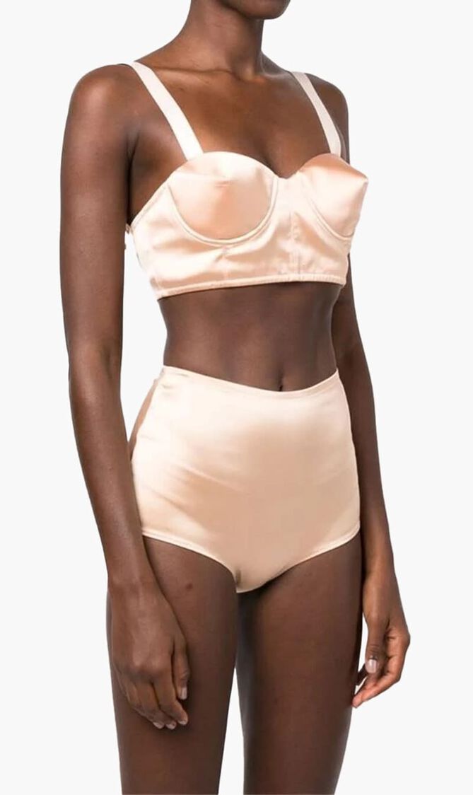 Cropped Satin Bustier Blouse