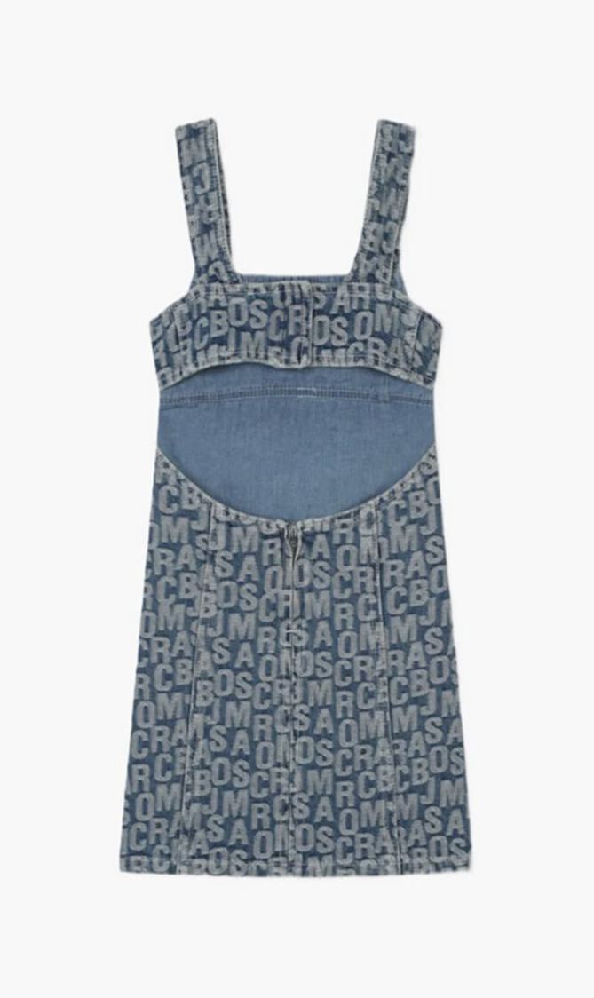 Logo-Print Cotton Denim Dress