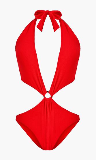 Jacquard Vichy Trikini One Piece Swimsuit