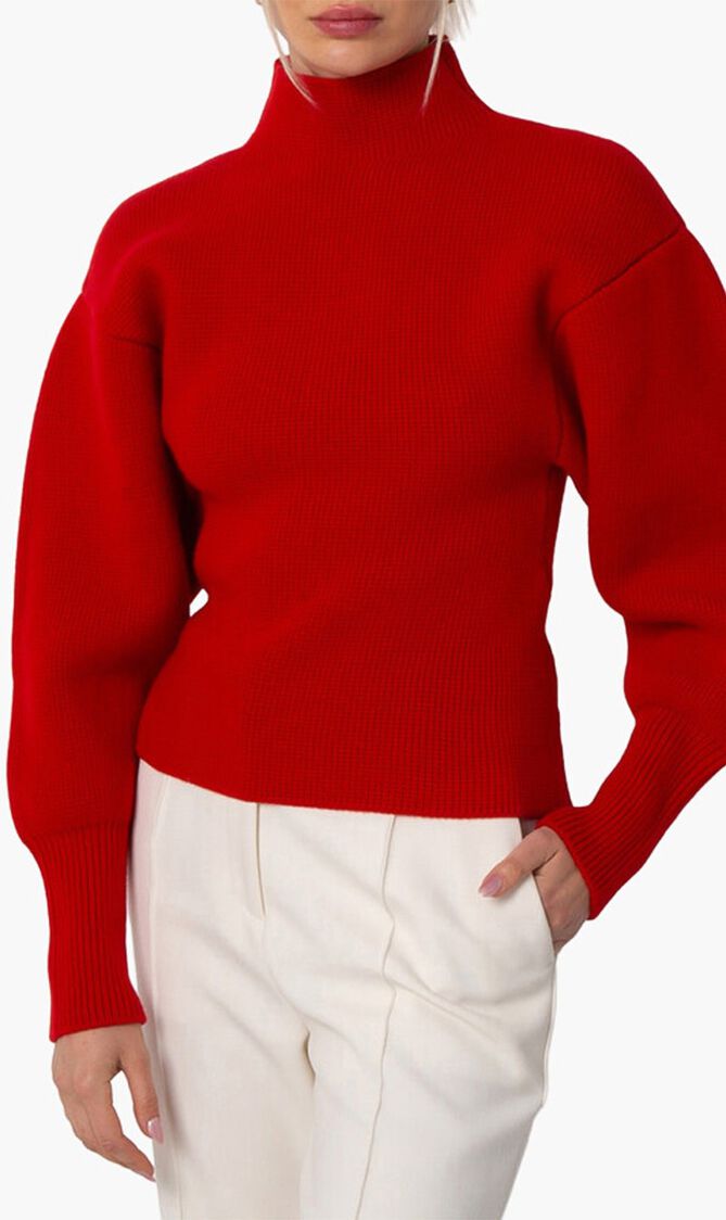 CHUNKY WVWS RIBBING LONG SLEEVES MOCK-NECK