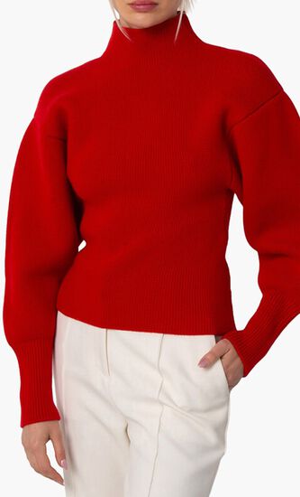 CHUNKY WVWS RIBBING LONG SLEEVES MOCK-NECK