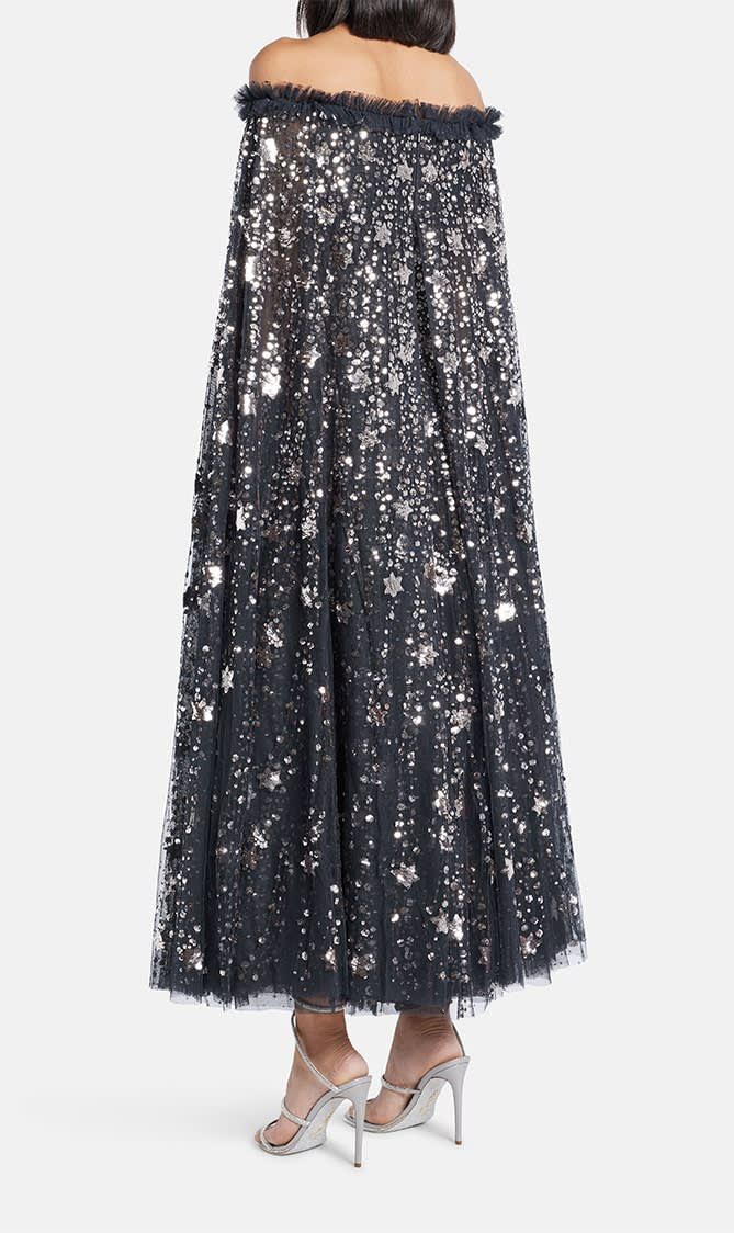 SHOOTING STARS CAPE ANKLE GOWN