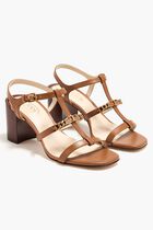 T Chain Leather Sandals