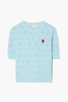 T MONOGRAM STRAWBERRY COTTON SWEATER