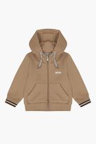 Logo Hooded Zip Up Top
