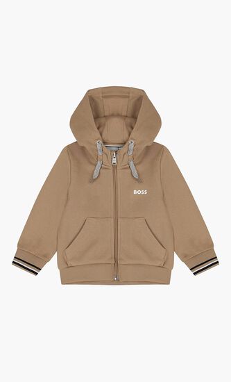 Logo Hooded Zip Up Top
