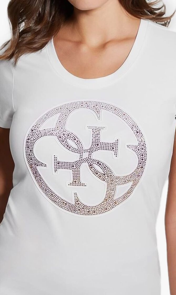 Rhinestones Front Logo T Shirt