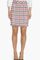 تنورة بنقشة مربعات متقطعة 