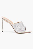 SHINY HIGH ALLEN SATIN MULE GREY SILVER