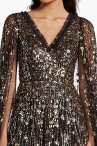Comet Sequin Cape Gown