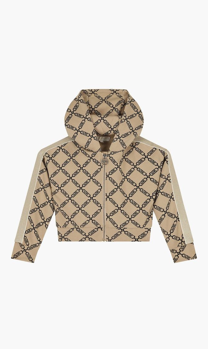 Logo Hooded Zip Up Top