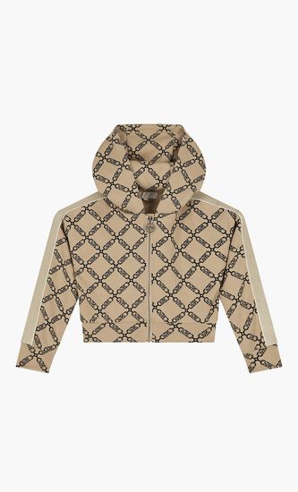 Logo Hooded Zip Up Top