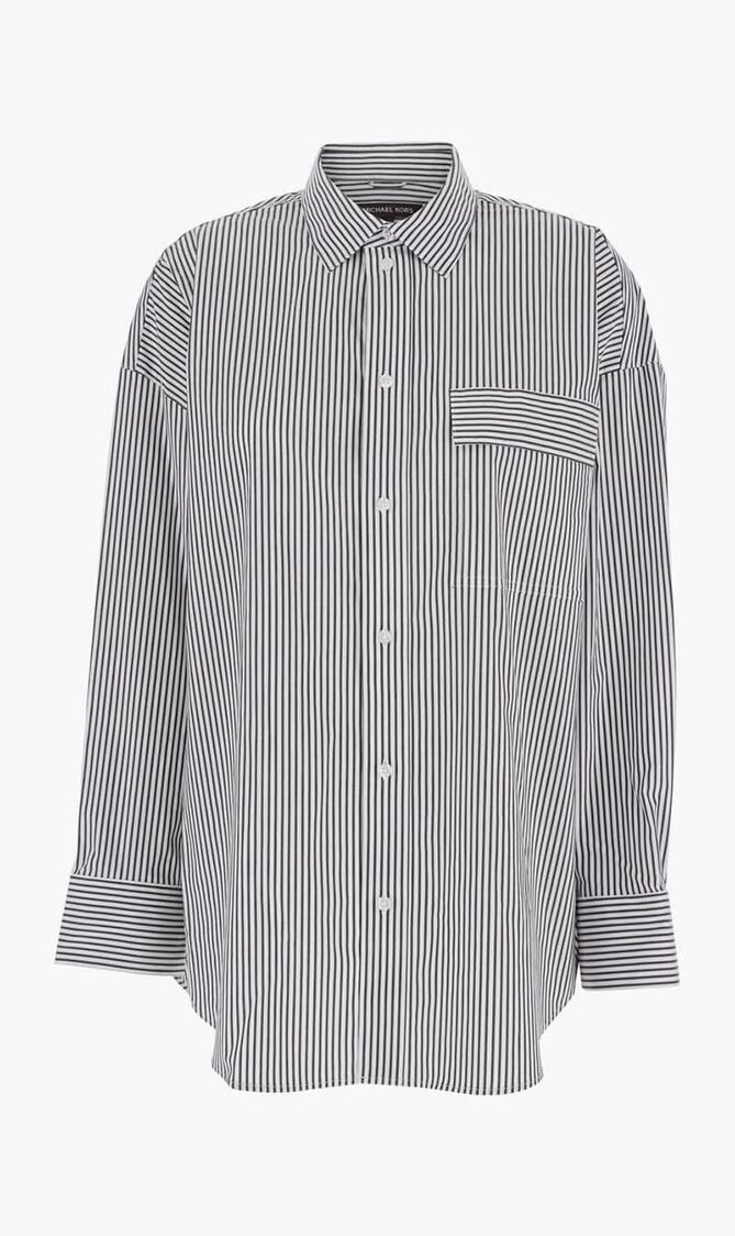 Oversized Striped Stretch Cotton Poplin Shirt