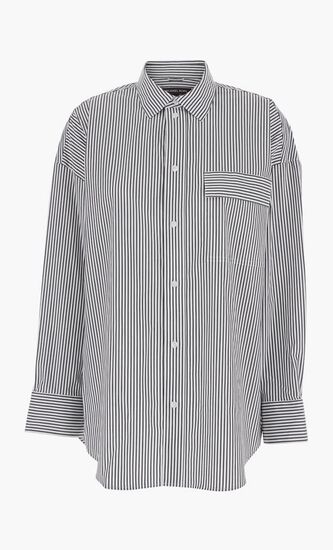 Oversized Striped Stretch Cotton Poplin Shirt