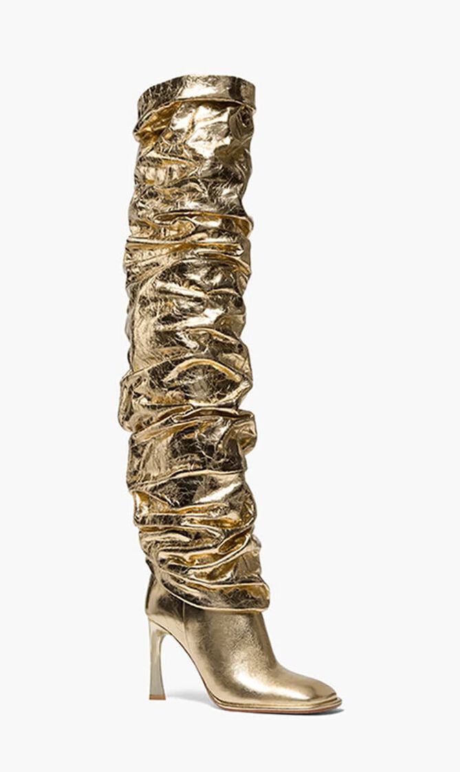 Kelsea Crackled Metallic Leather Slouchy Boot