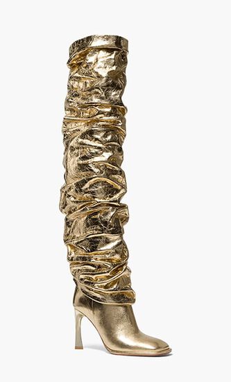 Kelsea Crackled Metallic Leather Slouchy Boot