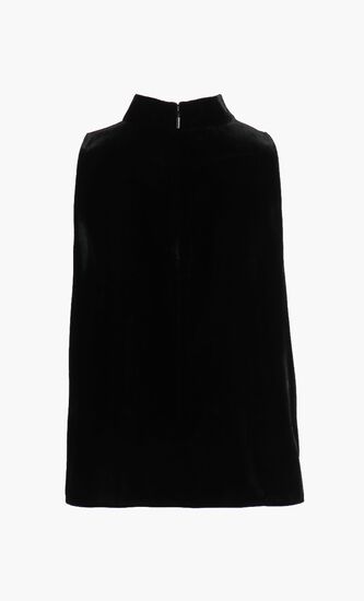 Cut-Out Mock-Neck Velvet Top