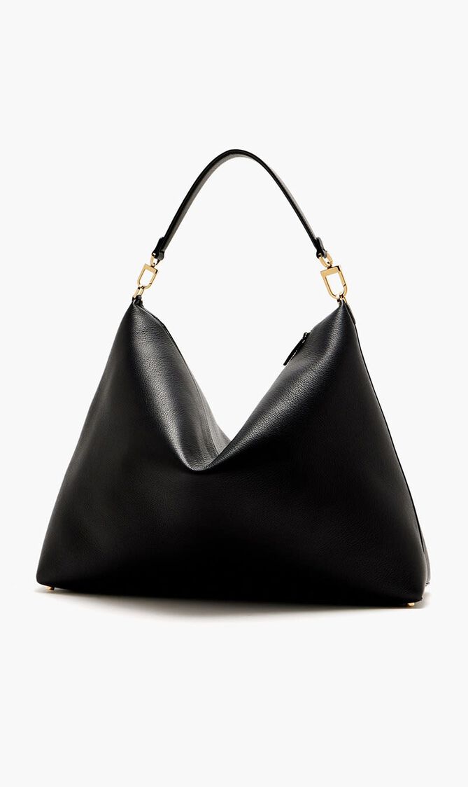 GRAINY LEATHER SCOOP TOTE