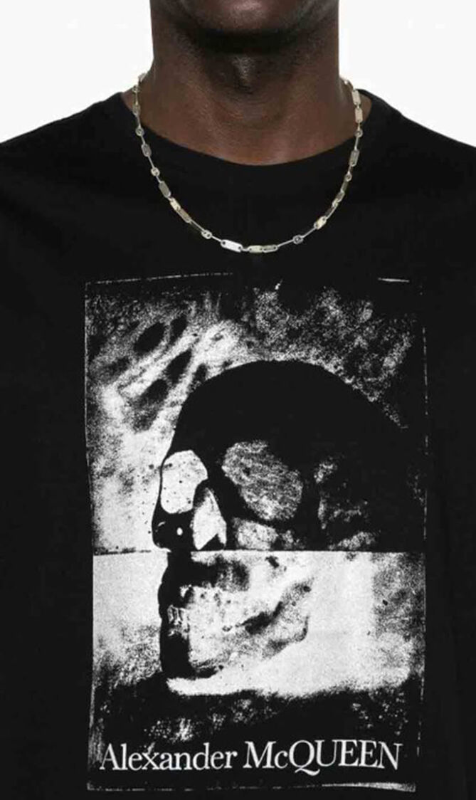 Skull Print Cotton T Shirt