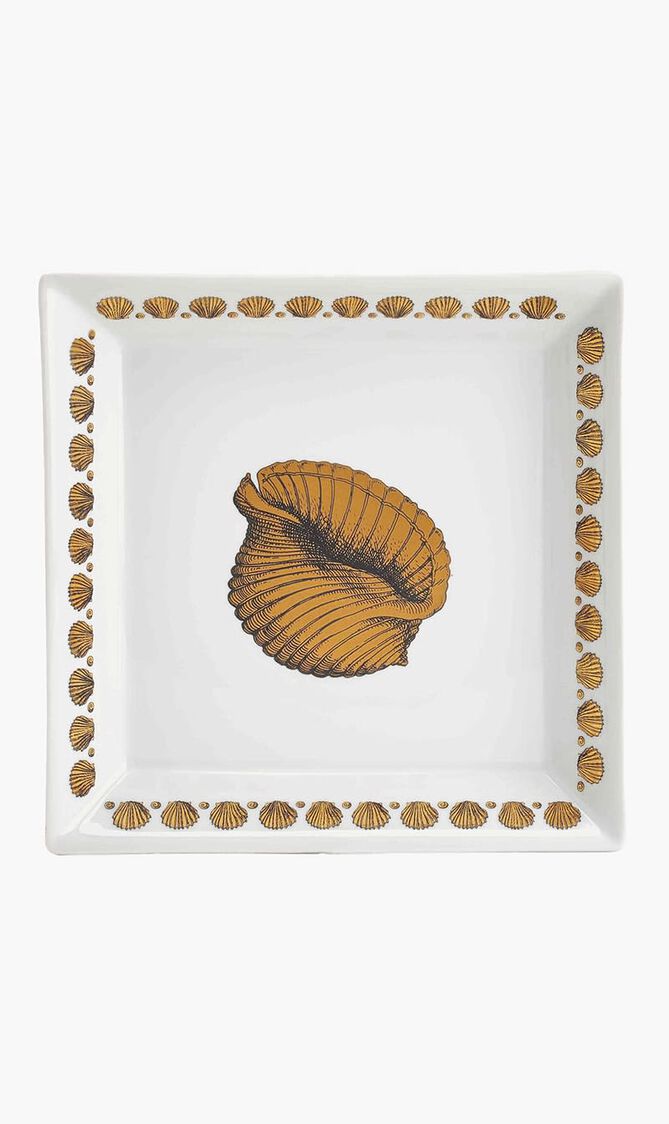 FST SQUARE PLATE 20X20 GIRO DI CONCHIGLIE GOLD/BLACK/WHITE
