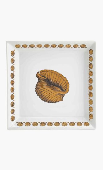 FST SQUARE PLATE 20X20 GIRO DI CONCHIGLIE GOLD/BLACK/WHITE