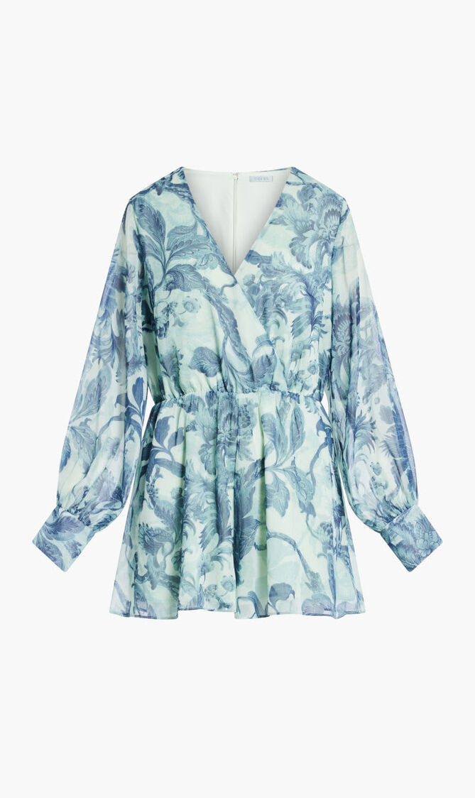 Long Sleeve Candis Romper Crinkle Chiffon