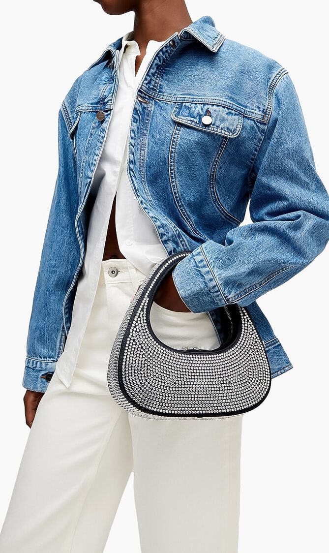 Crystal-Embellished Baguette Swipe Bag