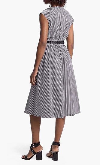 Stretch Cotton Belted Midi Dress