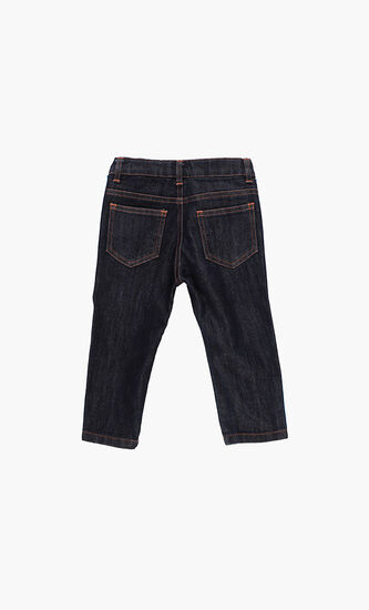 Contrasting Band Logo Jeans