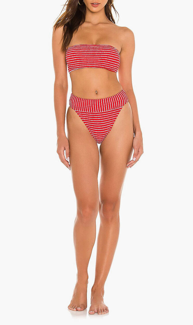 Seaside Stripe Banded High Rise Bikini Bottom