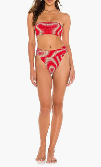 Seaside Stripe Banded High Rise Bikini Bottom