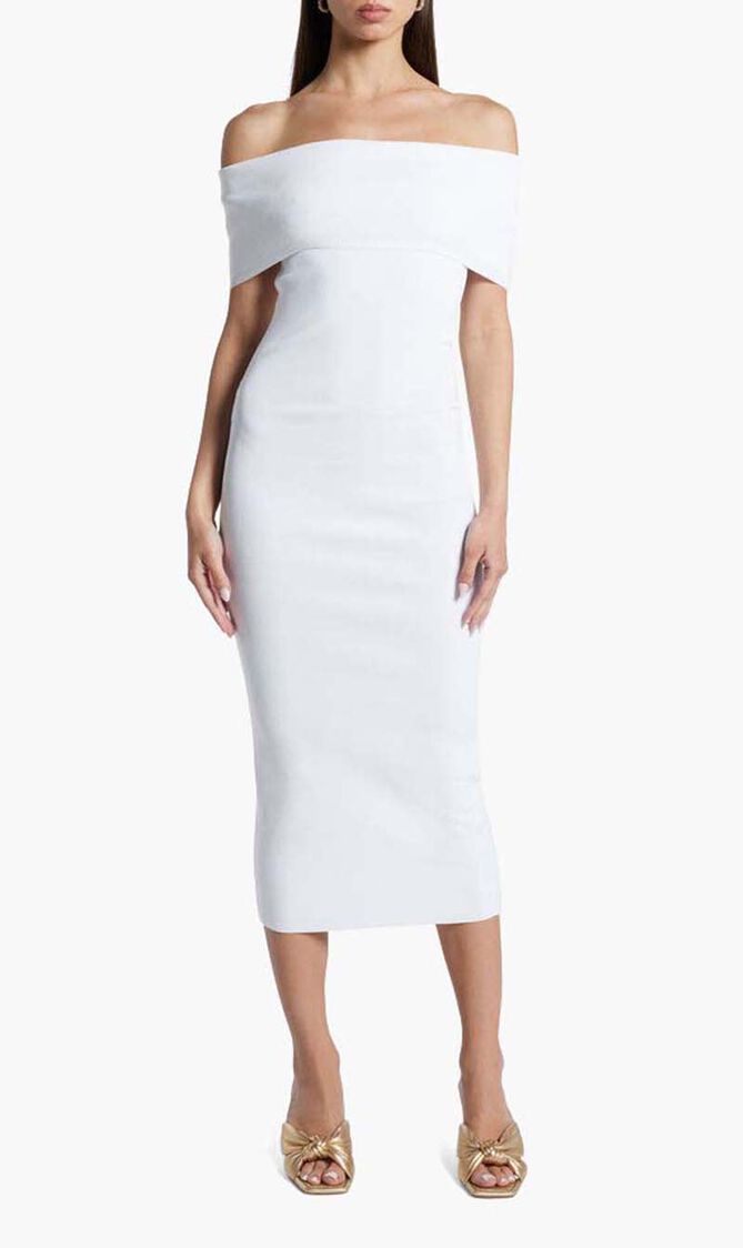 Stretch Knit Shoulder Dress