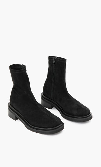 Zip-up Suede Boots