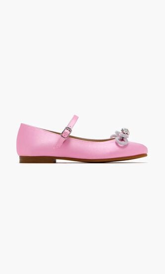 DOUBLE BOW PINK SATIN MINI BALLERINA