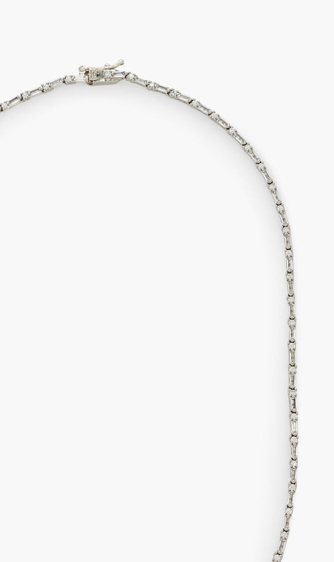 CKJ 10 CTTW BAGUETTEROUND CZ THIN NECKLACE