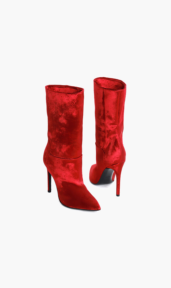 Velvet Pointed Toe Boots