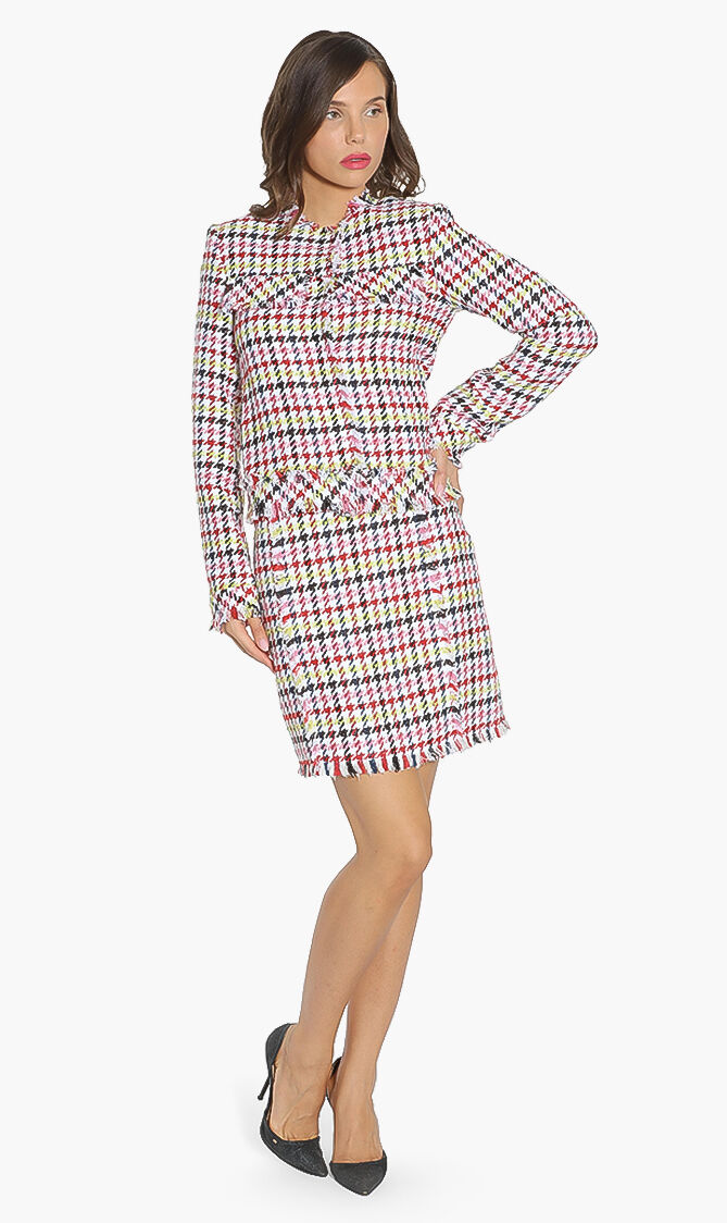 تنورة بنقشة مربعات متقطعة 