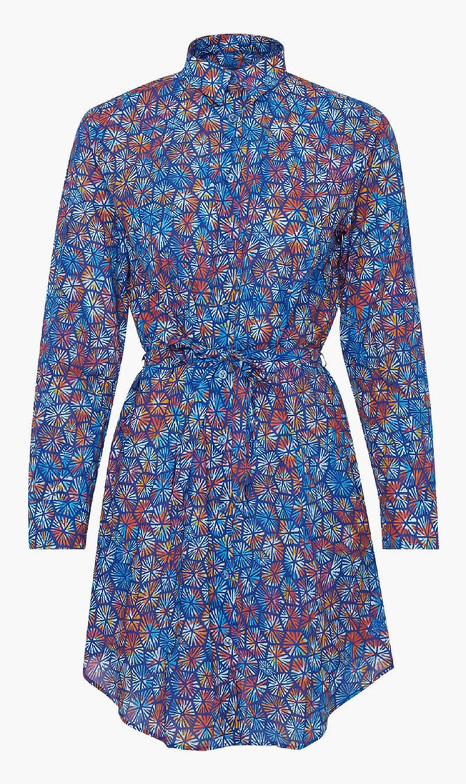 Carapaces Multicolored Cotton Voile Shirt Dress