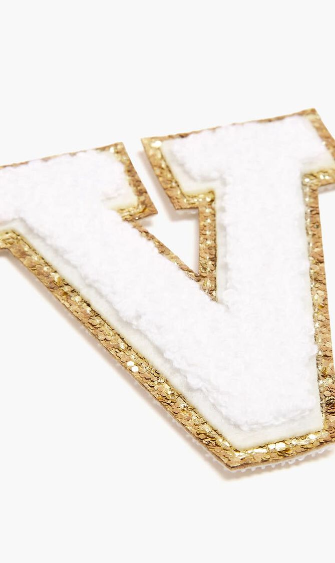 Chenille Sparkle Letter 'V' patch