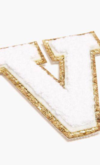 Chenille Sparkle Letter 'V' patch